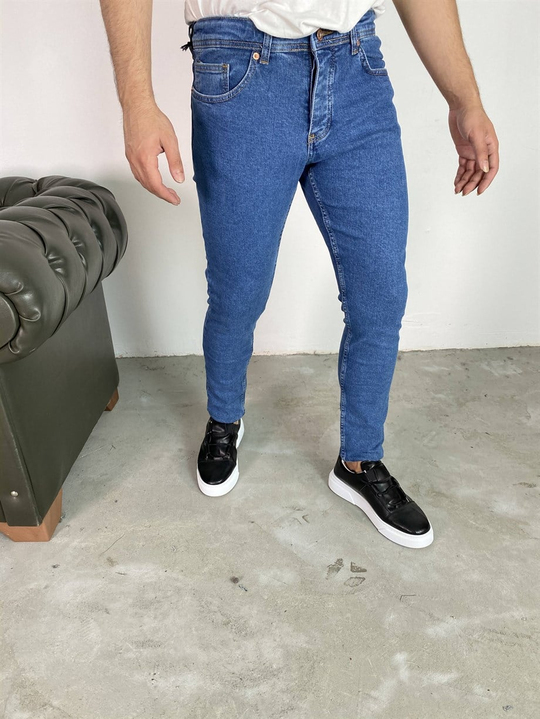 KOT PANTOLONErkek Soft Mavi Düz Slim Fit Kot Pantolon