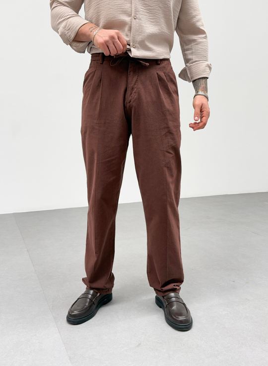 KOT PANTOLONKahve Bel İpli Baggy Pantalon SNZ M4595