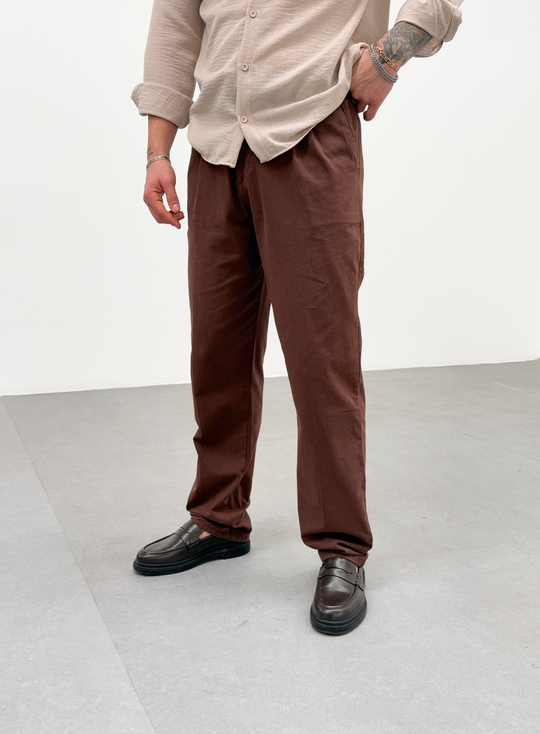 KOT PANTOLONKahve Bel İpli Baggy Pantalon SNZ M4595