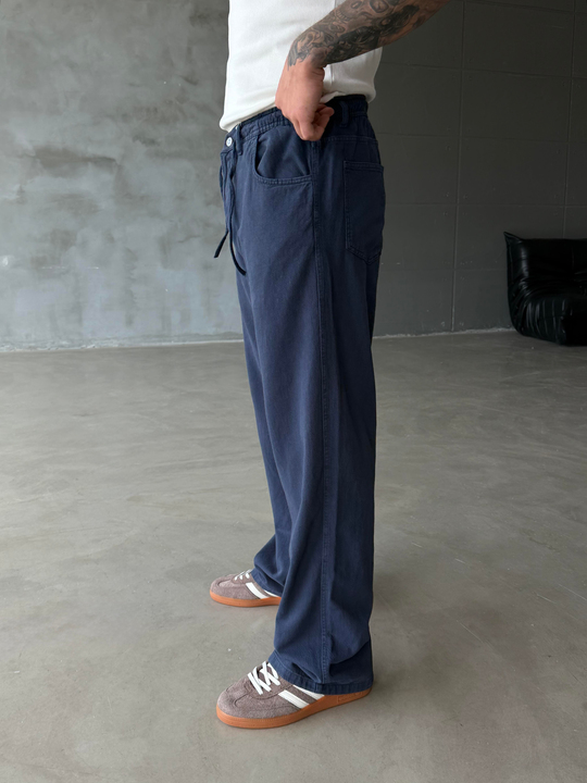 KOT PANTOLONLacivert Bağcıklı Yazlık Kot Pantalon RSP 21076