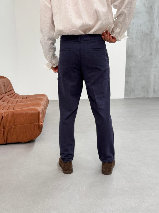 KOT PANTOLONLacivert Double Paça Keten Pantolon SNZ 1013