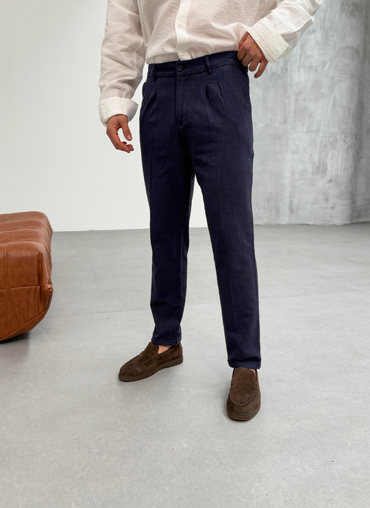 KOT PANTOLONLacivert Double Paça Keten Pantolon SNZ 1013