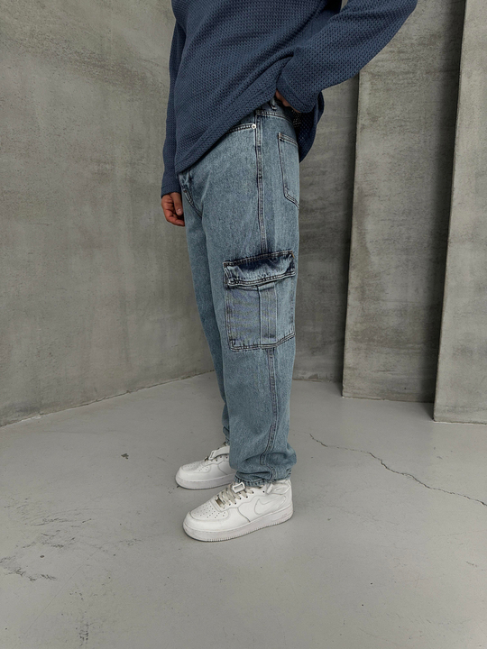 KOT PANTOLONMavi Kargo Cep Baggy Kot Pantolon KRL