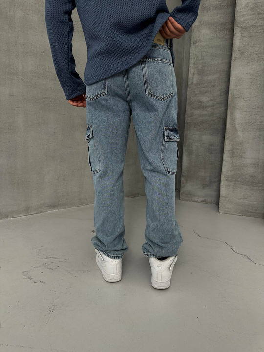 KOT PANTOLONMavi Kargo Cep Baggy Kot Pantolon KRL