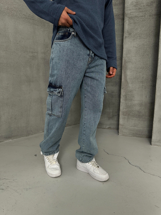 KOT PANTOLONMavi Kargo Cep Baggy Kot Pantolon KRL