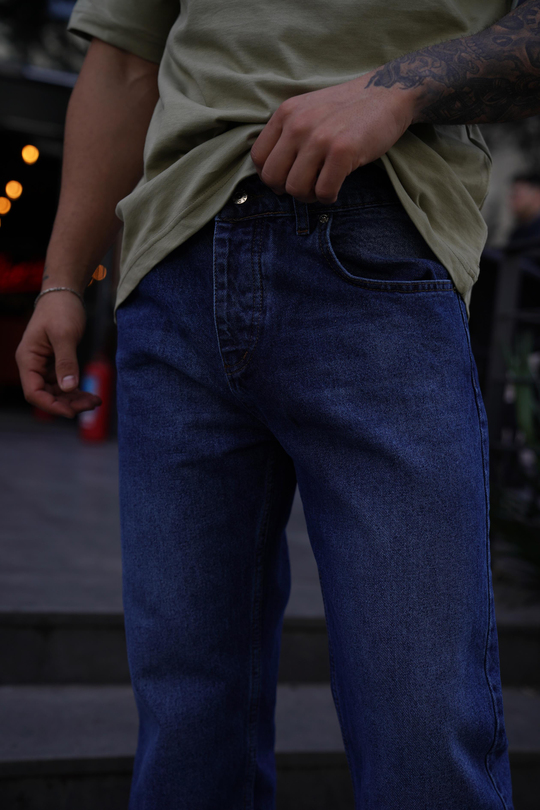 KOT PANTOLONMavi Taşlı Baggy Kalıp Kot Pantolon PSP5002