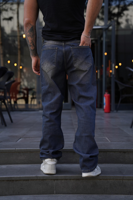 KOT PANTOLONMavi Yeşil Taşlamalı Dizden Yırtık Baggy Kot Pantolon Grj 3009