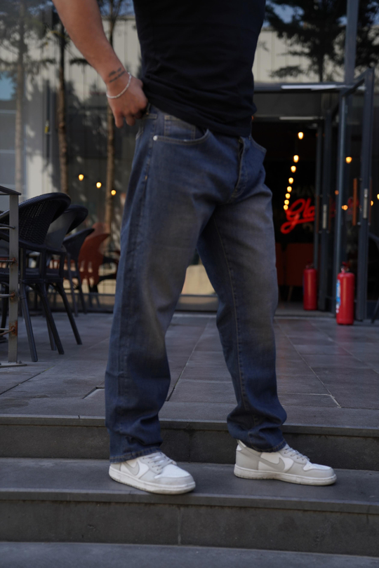 KOT PANTOLONMavi Yeşil Taşlamalı Dizden Yırtık Baggy Kot Pantolon Grj 3009