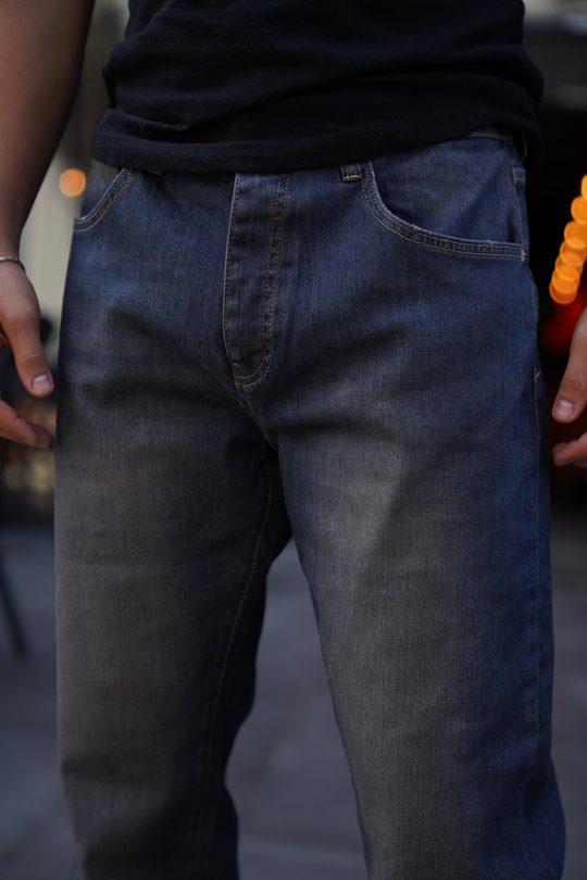 KOT PANTOLONMavi Yeşil Taşlamalı Dizden Yırtık Baggy Kot Pantolon Grj 3009