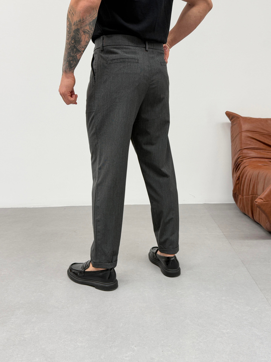 KOT PANTOLONSiyah İnce Dik Çizgili Double Paça Pantolon SNZ M4684