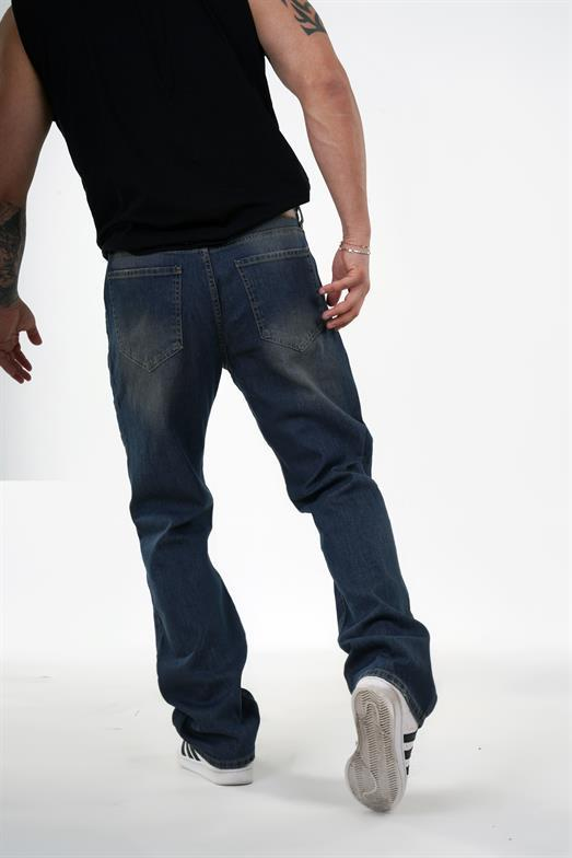 KOT PANTOLONStandart Lacivert Dizleri Yırtık Baggy  Kot Pantolon 2024
