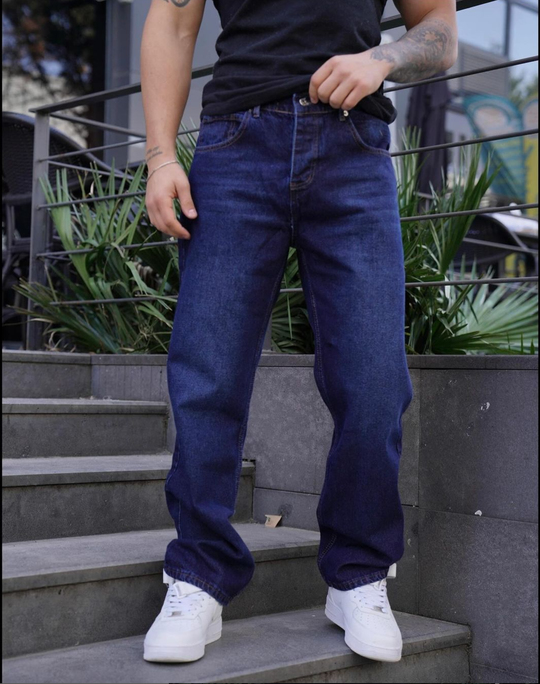 KOT PANTOLONStandart Lacivert Taşlamalı Baggy  Kot Pantolon 2024