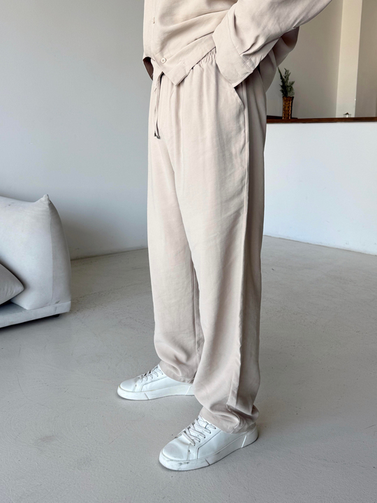 KUMAŞ PANTOLONBej Diogenal Tensel Gramajlı Cep Kapaklı Pantalon Snz 50531