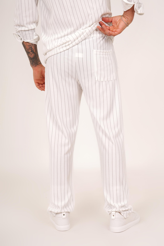 KUMAŞ PANTOLONBeyaz Çizgili krep baggy pantolon 1024