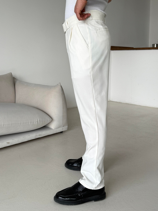KUMAŞ PANTOLONEkru Kendi Kemerli Regular Fit Bezayağı Kumaş Pant N1344