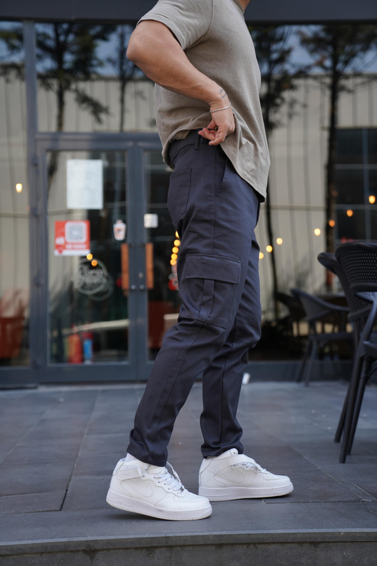 KUMAŞ PANTOLONFüme Gabardin Baggy Kargo Cep Pantolon PLT 013