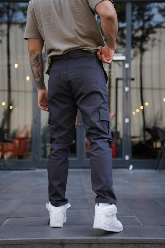 KUMAŞ PANTOLONFüme Gabardin Baggy Kargo Cep Pantolon PLT 013