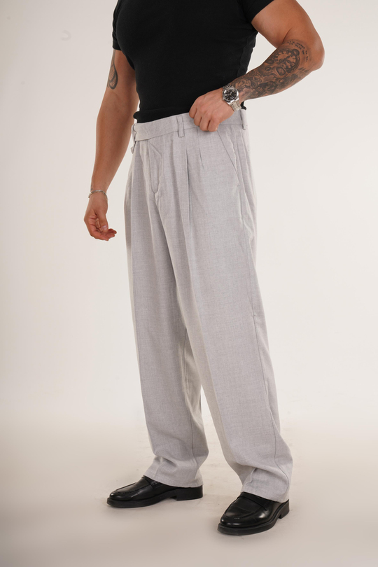 KUMAŞ PANTOLONGri Bel Düğmeli Regular Fit Kumaş Pantolon 8418