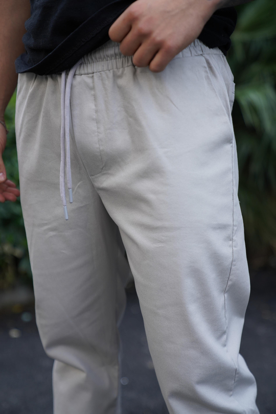 KUMAŞ PANTOLONGri Lastikli Bağcıklı Baggy Gabardin Pantolon SNZ 4556