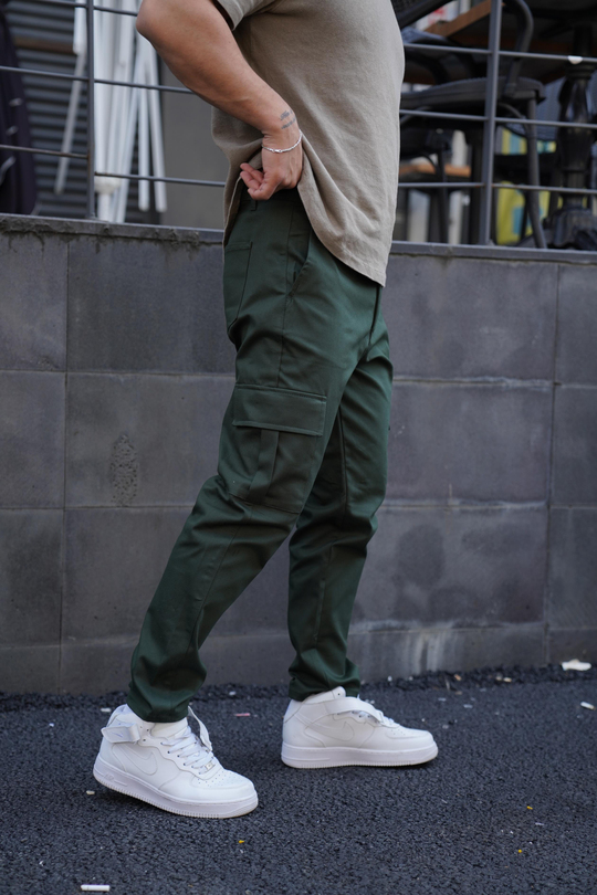 KUMAŞ PANTOLONHaki Gabardin Baggy Kargo Cep Pantolon PLT 013