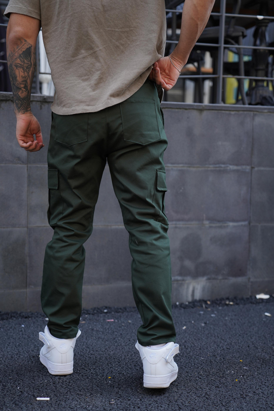KUMAŞ PANTOLONHaki Gabardin Baggy Kargo Cep Pantolon PLT 013