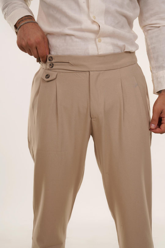 KUMAŞ PANTOLONKrem Tokalı Duble Paça Kumaş Pantolon W11 5035