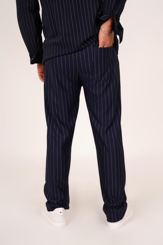 KUMAŞ PANTOLONLacivert Çizgili krep baggy pantolon 1024