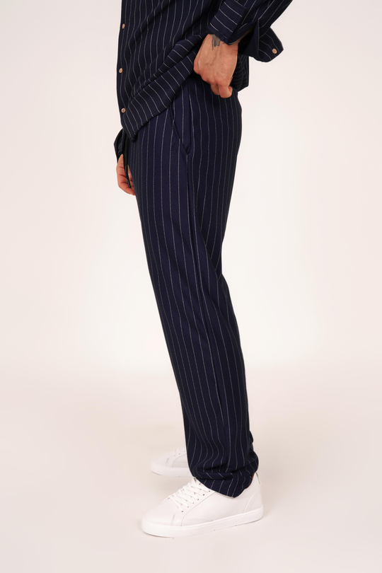 KUMAŞ PANTOLONLacivert Çizgili krep baggy pantolon 1024