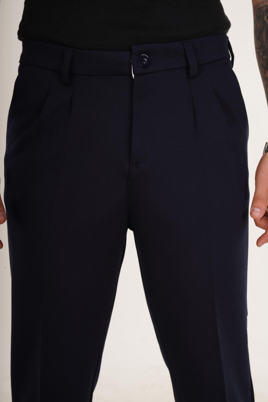 KUMAŞ PANTOLONLacivert Duble Paça Pileli Kumaş Pantolon 8345