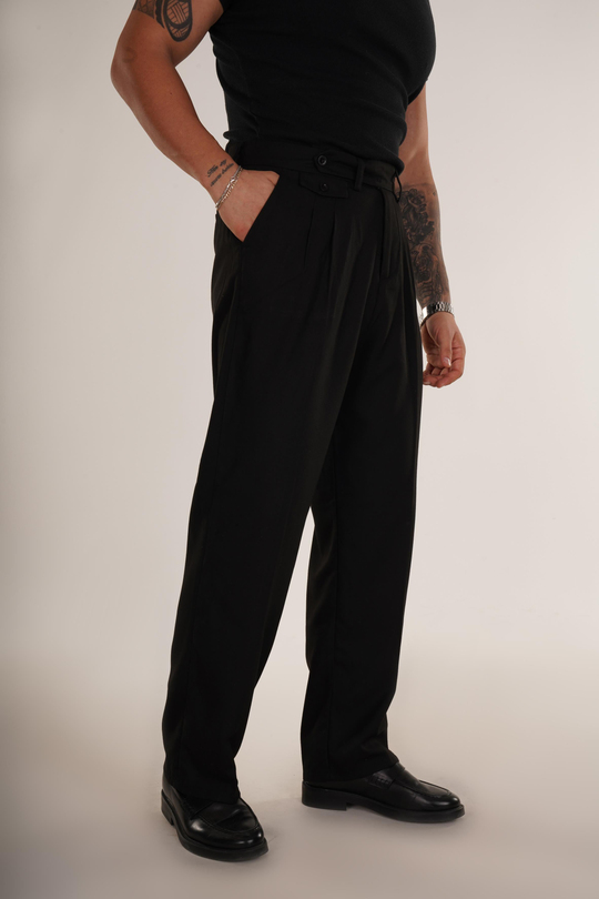 KUMAŞ PANTOLONSiyah Bel Düğmeli Regular Fit Kumaş Pantolon 8418