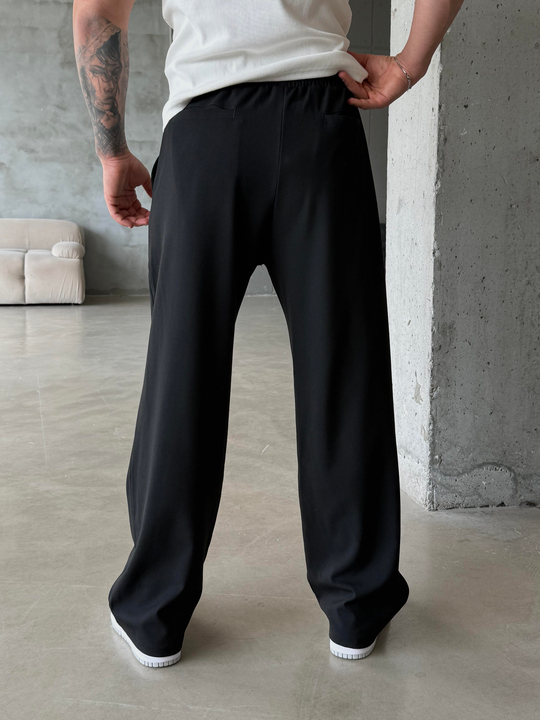 KUMAŞ PANTOLONSiyah Bol Basic Bağcıklı Kumaş Pantalon SC