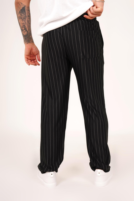 KUMAŞ PANTOLONSiyah Çizgili krep baggy pantolon 1024