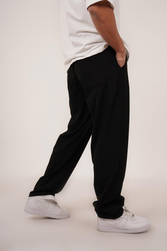 KUMAŞ PANTOLONSiyah Lastikli Bağcıklı Baggy Kumaş Pantolon VMS 30802