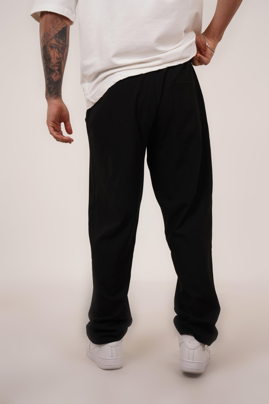 KUMAŞ PANTOLONSiyah Lastikli Bağcıklı Baggy Kumaş Pantolon VMS 30802