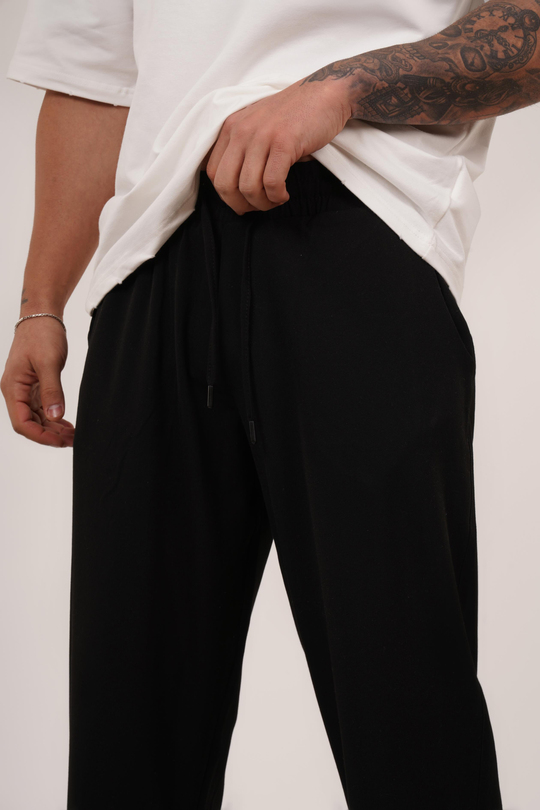 KUMAŞ PANTOLONSiyah Lastikli Bağcıklı Baggy Kumaş Pantolon VMS 30802