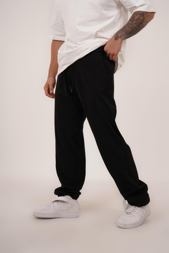 KUMAŞ PANTOLONSiyah Lastikli Bağcıklı Baggy Kumaş Pantolon VMS 30802