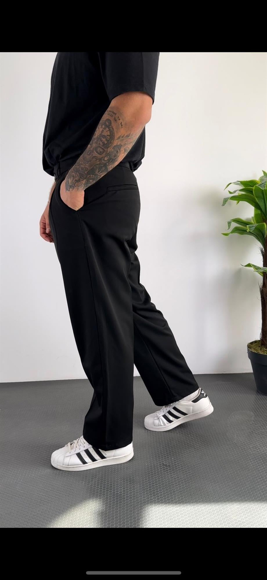 KUMAŞ PANTOLONSiyah Pileli Bol Kalıp Yüksek Kalite Kumaş Pantolon Zm
