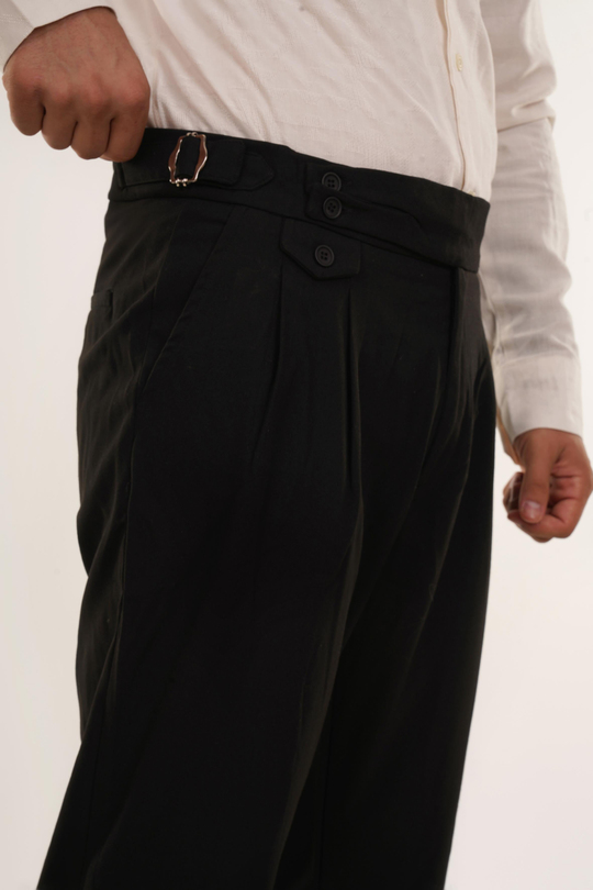 KUMAŞ PANTOLONSiyah Tokalı Duble Paça Kumaş Pantolon W11 5035