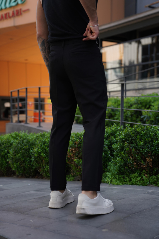 KUMAŞ PANTOLONSiyah Tokalı Kumaş Double Paça Pantolon SNZ 3938-1