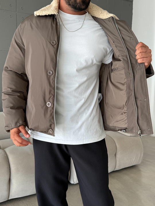 MONTHaki Yaka Kürklü Şişme Mont SNZ M6324
