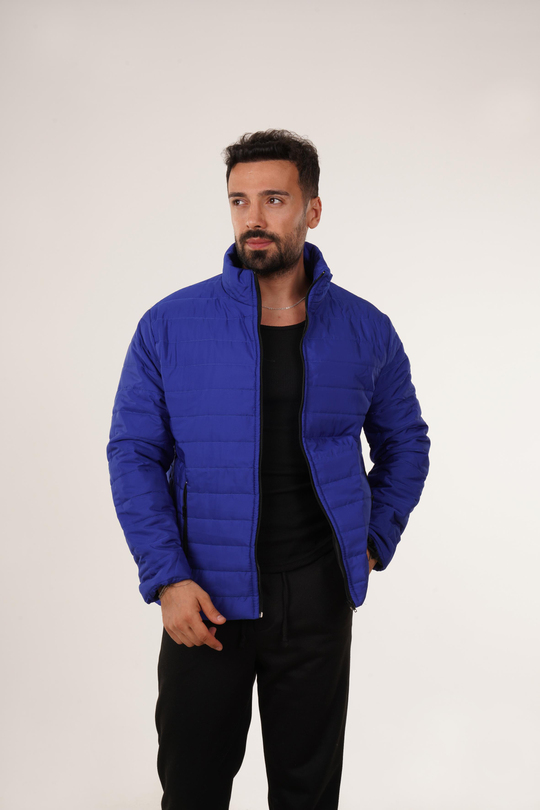 MONTSaksmavi Düz Klasik Dikişli Mont