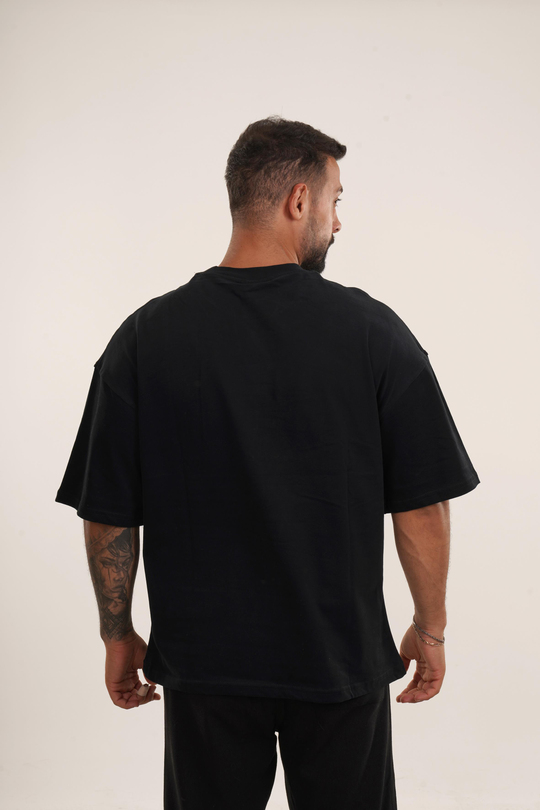 OVERSİZE T-SHİRTSiyah Göğüs Only Essence Baskılı Compak Pamuk Oversize TSHİRT EST E70146