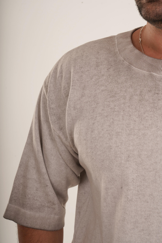 OVERSİZE T-SHİRTVizon Gölgeli Bisiklet Yaka Triko Oversize T-SHİRT VMS 40912