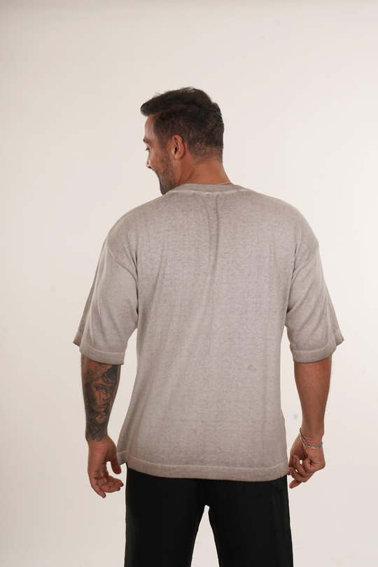 OVERSİZE T-SHİRTVizon Gölgeli Bisiklet Yaka Triko Oversize T-SHİRT VMS 40912