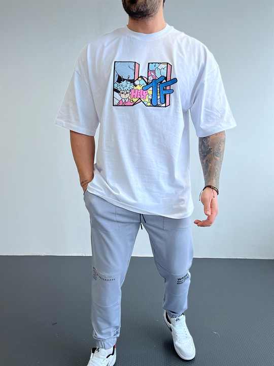 OVERSİZE TSHİRTLERBeyaz Göğüs HelpTF Baskılı Oversize T-SHİRT BLTZ