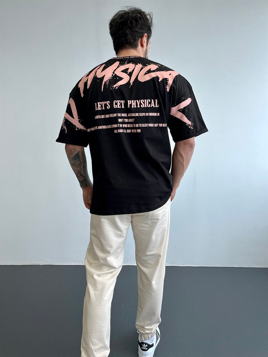 OVERSİZE TSHİRTLERSiyah Boğaz To Sleep Baskılı Sırt Music Baskılı Oversize T-SHİRT BLTZ