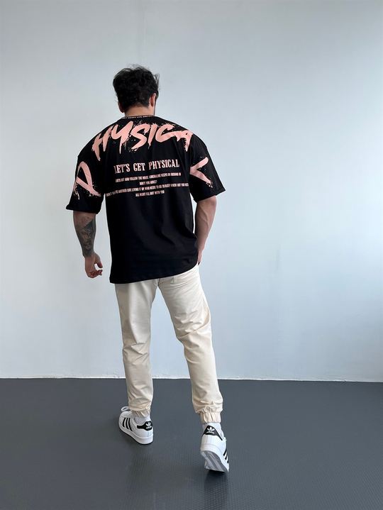 OVERSİZE TSHİRTLERSiyah Boğaz To Sleep Baskılı Sırt Music Baskılı Oversize T-SHİRT BLTZ