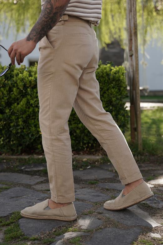 PantalonBej TOKALI DUBLE BORU PAÇA KETEN PANTALON SNZ 3938 2024