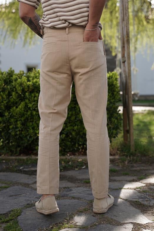 PantalonBej TOKALI DUBLE BORU PAÇA KETEN PANTALON SNZ 3938 2024