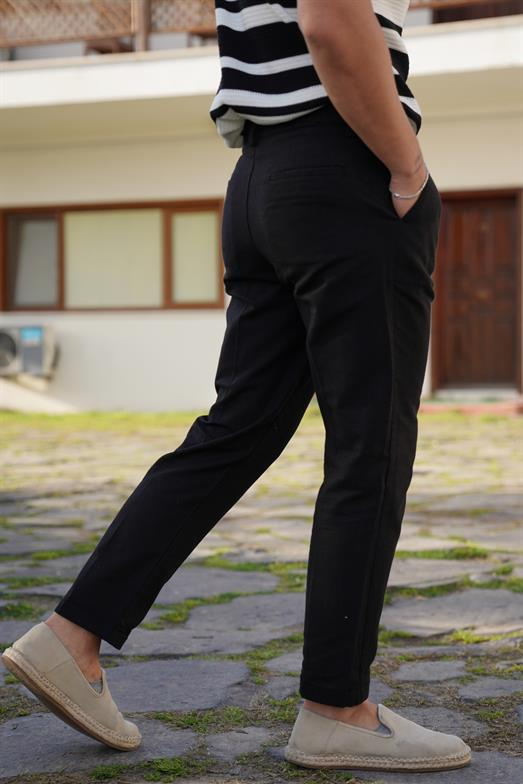 PantalonSiyah TOKALI DUBLE BORU PAÇA KETEN PANTALON SNZ 3938 2024